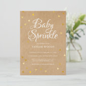 Invitation Confettis de coeurs dorés Bébé Sprinkle Kraft rust (Debout devant)