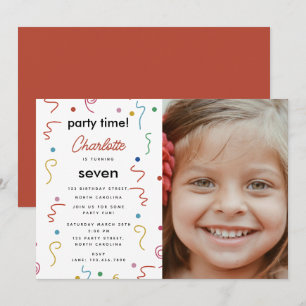Invitation Confettis de fête colorés Anniversaire Photo