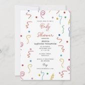 Invitation Confettis de fête colorés Baby Shower (Devant)