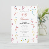 Invitation Confettis de fête colorés Baby Shower (Debout devant)