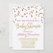 Invitation Confettis de fuchsia de rose d'or d'invitation de (Dos)