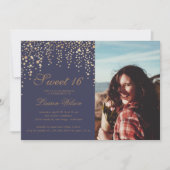 Invitation confettis de parties scintillant d'or sur sweet si (Devant)