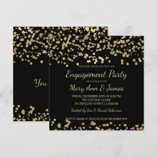 Invitation Confettis de regard de feuille d'or de partie de