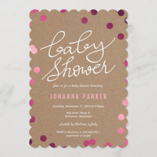 Invitation Confettis de rose de papier d'emballage de