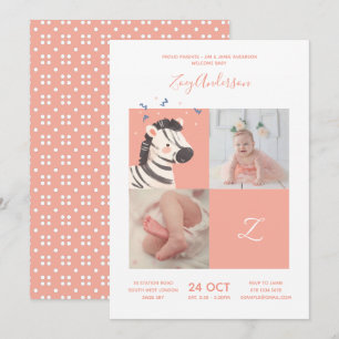 Invitation Confettis de Zèbre • Alphabet Monogramme Baby Show