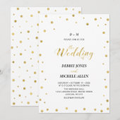 Invitation Confettis dorés | Cérémonie de mariage moderne ave (Devant / Derrière)