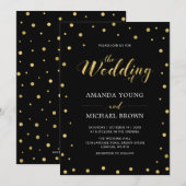 Invitation Confettis dorés | Cérémonie de mariage moderne ave (Devant / Derrière)