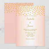 Invitation Confettis dorés chic sur rose gold (Devant / Derrière)