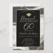 Invitation Confettis dorés Diamant Marbre  Mariage Anniversai (Devant)