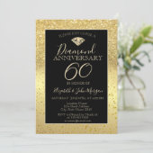Invitation Confettis dorés diamant paillettes Mariage Anniver (Debout devant)