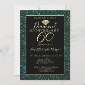 Invitation Confettis dorés diamant vert Mariage Anniversaire  (Devant)