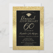 Invitation Confettis dorés diamants paillettes Mariage Annive (Devant)