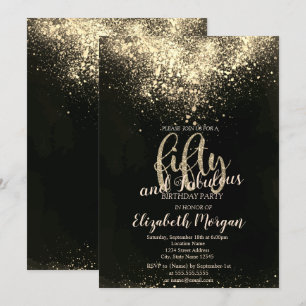 Invitation Confettis dorés élégants Fête d'anniversaire 50 an