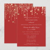 Invitation Confettis dorés et gouttes de naissance mariage ro (Devant / Derrière)