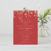 Invitation Confettis dorés et gouttes de naissance mariage ro (Debout devant)