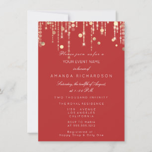 Invitation Confettis dorés et gouttes de naissance mariage ro