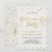 Invitation Confettis dorés et marbre | Fête de retraite moder (Devant / Derrière)