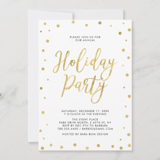 Invitation Confettis dorés | Fête de fin d'année moderne d'en (Devant)