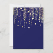 Invitation Confettis dorés Gouttes Anniversaire Mariage Bleu (Dos)