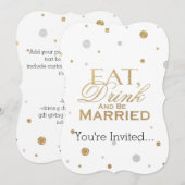 Invitation Confettis Dorés Manger, Boire et se Marier (Devant / Derrière)