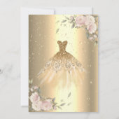 Invitation Confettis dorés points, Robe, Roses Quinceañera (Dos)