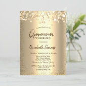 Invitation Confettis dorés Princesse dorée Quinceañera (Debout devant)