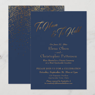 Invitation Confettis dorés simples de la Marine pour avoir et