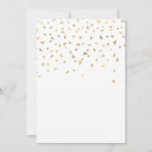 Invitation Confettis dorés sur fond blanc pour une fête d'ann (Dos)
