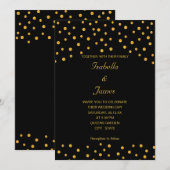 Invitation Confettis élégants noir et or (Devant / Derrière)