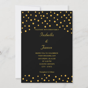 Invitation Confettis élégants noir et or