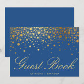 Invitation Confettis en feuille d'or faux livre d'or élégant (Devant / Derrière)