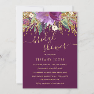 Invitation Confettis Fleuris Or Rose Mariage