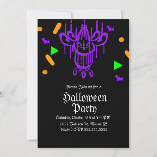 Invitation Confettis néon de lustre pour soirée Halloween