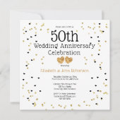 Invitation Confettis Noces de Mariage 50ème Anniversaire Or D (Devant)