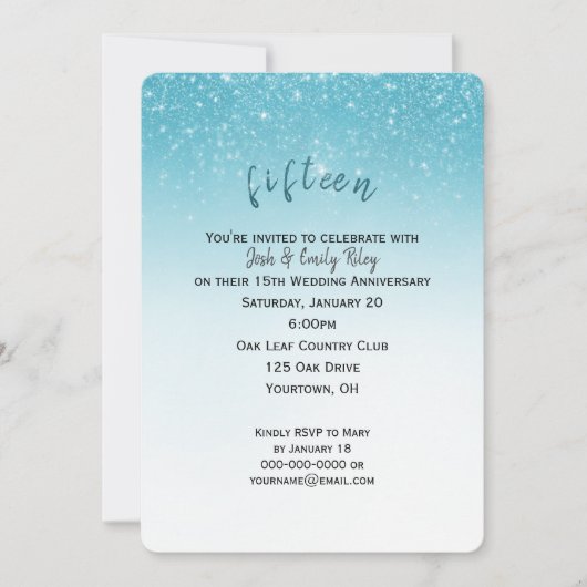 Invitation confettis pailletés 15e anniversaire de mariage (Devant)