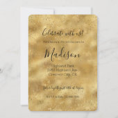 Invitation Confettis pailletés dorés scintillent   (Devant)