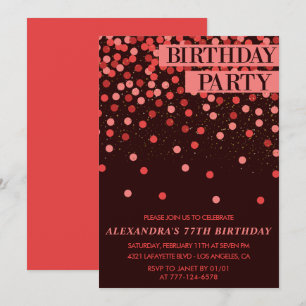 Invitation Confettis Pailletés Luxueux pour 77e anniversaire
