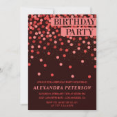 Invitation Confettis Pailletés Noir Rouge 58ème anniversaire (Devant)