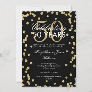 Invitation Confettis pailletés or pour les 50 ans de mariage