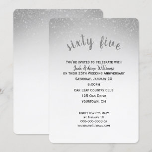 Invitation confettis pailletés pour les 65 ans de mariage