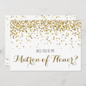 Invitation Confettis Paillettes Dorées Seras-tu la Demoiselle (Devant / Derrière)