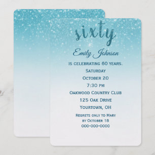 Invitation confettis paillettes fête d'anniversaire 60 ans