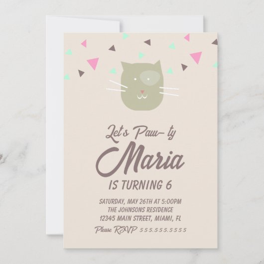 Invitation Confettis pour animaux de fête d'anniversaire de c (Devant)