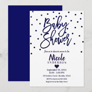 Invitation Confettis pour Baby Shower avec écriture moderne b