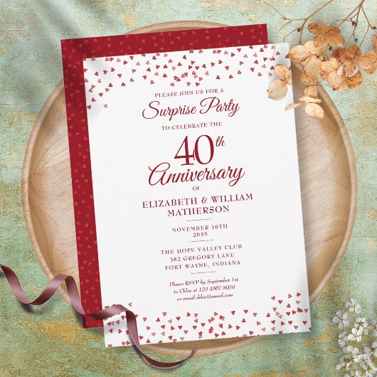 Invitation Confettis pour la fête surprise des 40 ans de mari