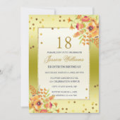 Invitation Confettis Romantiques & Bouquets d'Angle 18e Anniv (Devant)