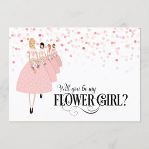 Invitation Confettis roses : Seras-tu ma demoiselle d'honneur
