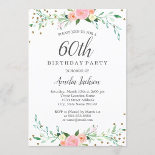 Invitation Confettis scintillants fleurs douces pour fête d'a