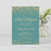 Invitation Confettis Teal de parties scintillantes de Faux (Debout devant)