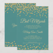 Invitation Confettis Teal de parties scintillantes de Faux (Devant / Derrière)